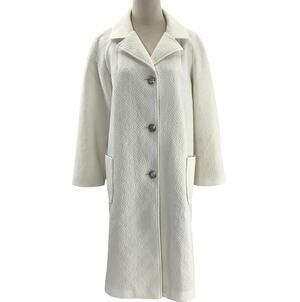 Vintage 70s Women's Medium White Double-Knit Swing Coat by Jerold